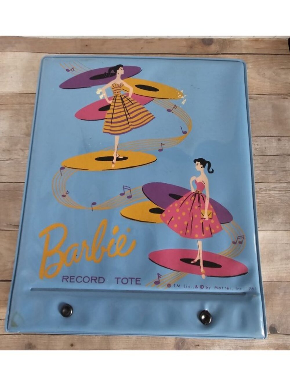 Vintage 1961 Mattel Barbie Record Tote Carrier Case Light Blue Retro Storage - Picture 2 of 6